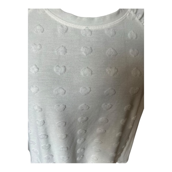 Tommy Hilfiger Women’s Pleated-Shoulder Heart-Texture Top — Size L — White - Picture 4 of 11